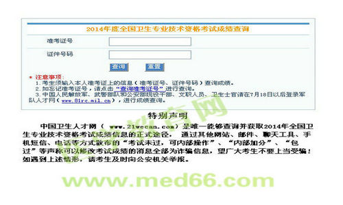 2014年中医内科主治成绩查询流程