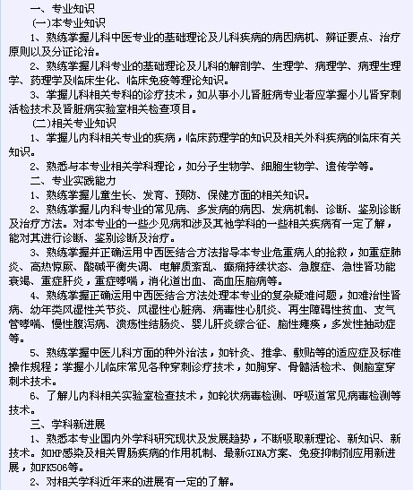 卫生系列高级专业技术资格考试（中医儿科学专业-正高级）