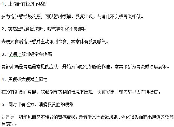 胃癌早期的症状你了解多少？