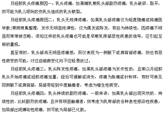 以上就是小编为您整理的有关月经前乳头疼痛的原因