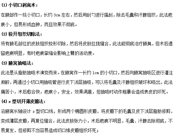 选择手术方法治疗腋臭一定要注意弊端