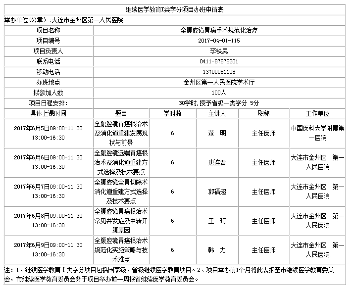 《全腹腔镜胃癌手术规范化治疗》学习班6月5日开班