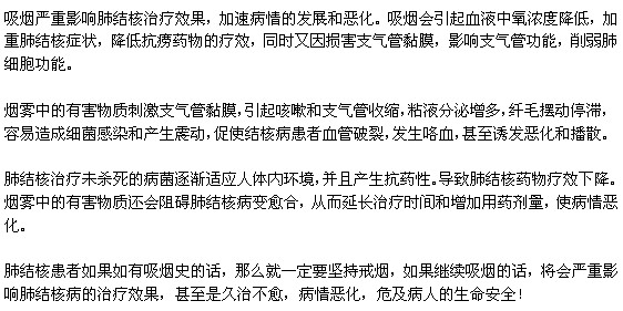 吸烟对肺结核患者治疗效果有何影响