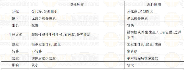 良恶性肿瘤的区别 