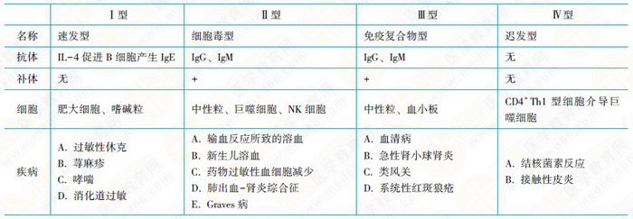 各型超敏反应特点