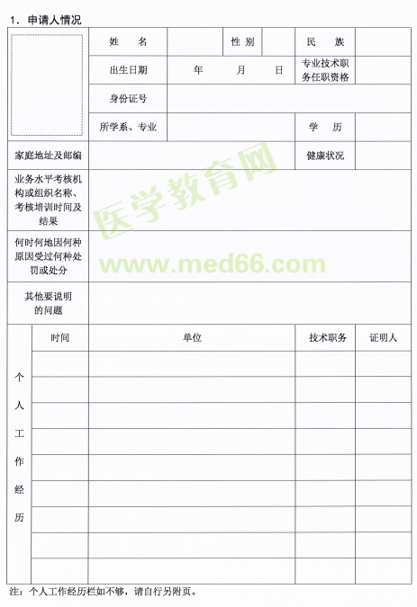 陕西省延安市2018年医师资格考试证书注册要求及注册表填写说明