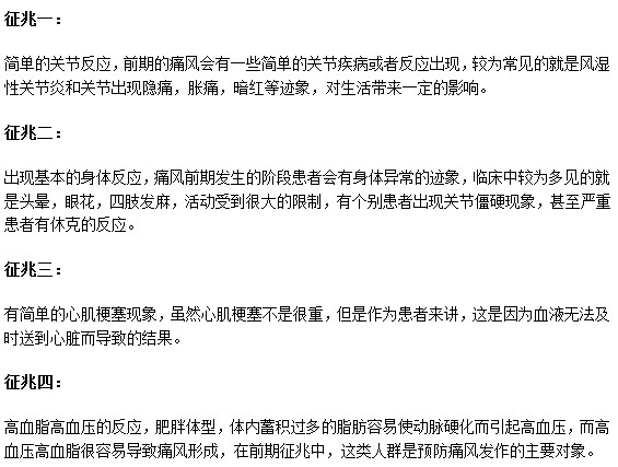 哪些前兆预示着痛风疾病即将发作