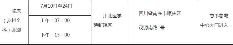 四川南充2020年乡村全科助理医师资格考试须知