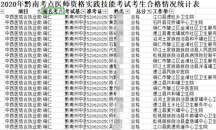 2020年铜仁中西医结合执业助理医师技能考试这些人合格了