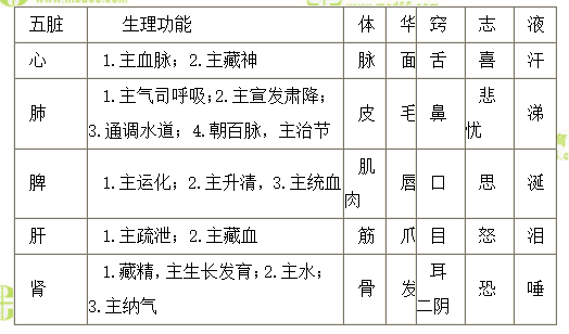 五臟生理功能的小結-中藥學職稱考生速看