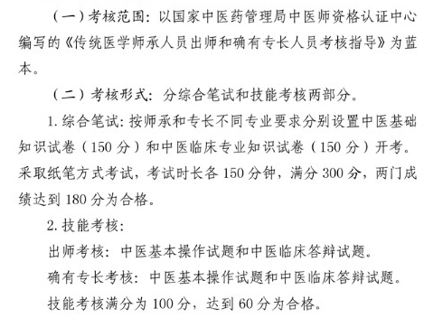 湖南省2020年度传统医学师承出师和确有专长考核范围及考试形式