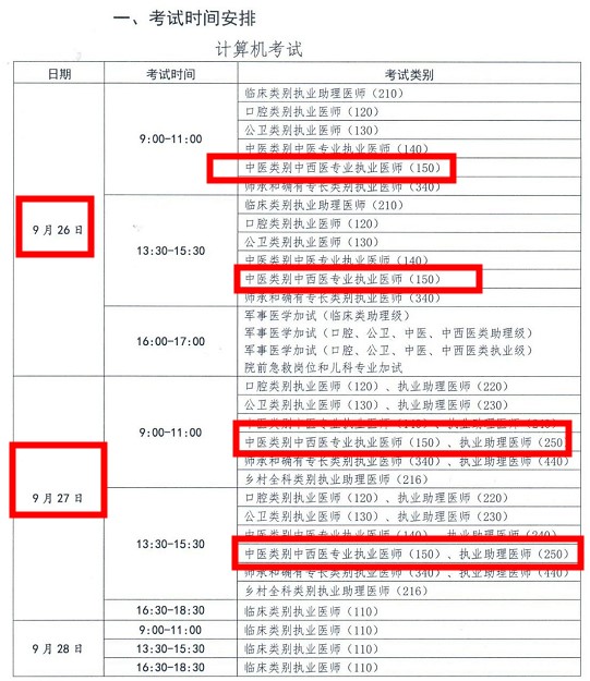 克拉玛依考点2020年中西医执业医师考试时间确定