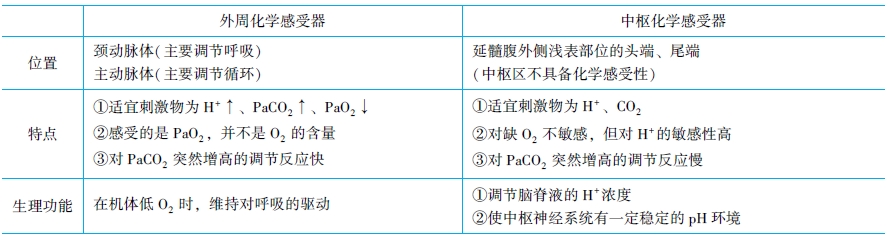 外周化学感受器与中枢化学感受器