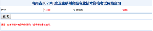 海南省2020年卫生高级职称考试成绩查询入口开通官方通知