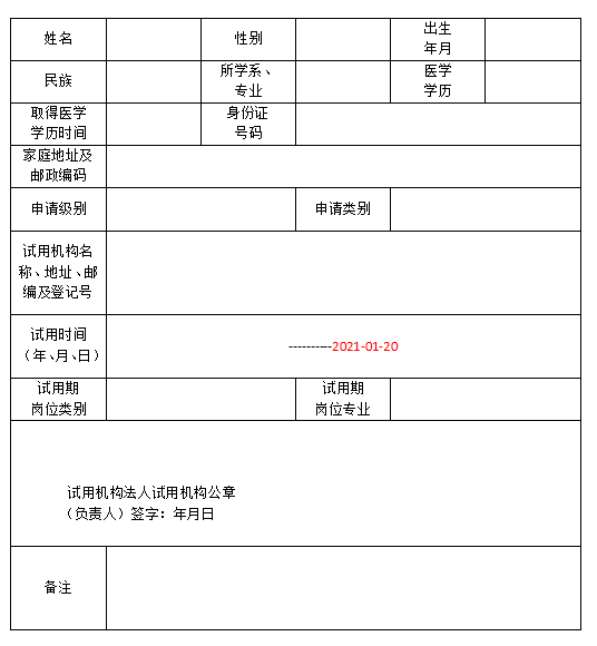 报考2021年口腔执业助理医师应届毕业生试用证明下载地址