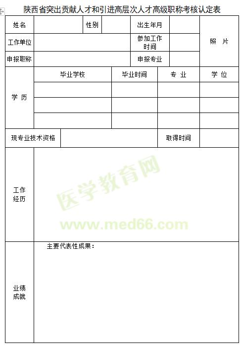 2020年陕西省突出贡献人才和引进高层次人才高级职称考核认定表在哪能下载？