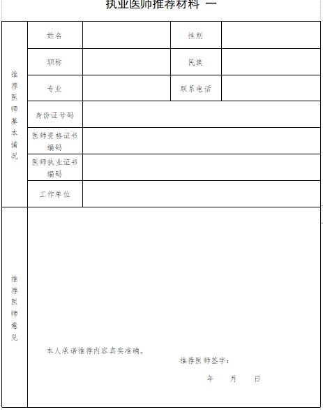 2021年湖南省传统师承出师人员报考两名执业医师推荐表下载