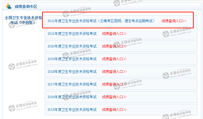 云南德宏州2021中西医内科主治医师考试成绩单打印入口7月22日开通了！