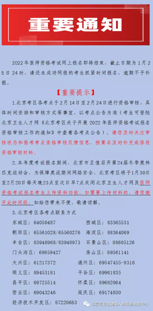 北京考区2022年公共卫生医师资格考试报名材料上传重要通知