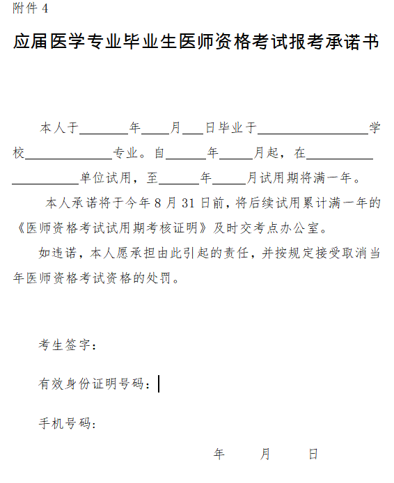 2022年中西医执业医师考试广西考区贵港市《应届医学专业毕业生医师资格考试报考承诺书》模板