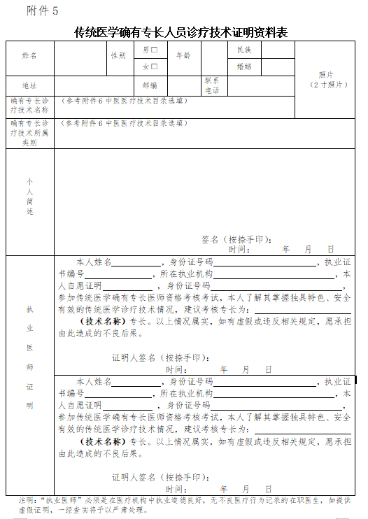 潮州市湘桥区2022年传统医学确有专长人员诊疗技术证明资料表【下载】