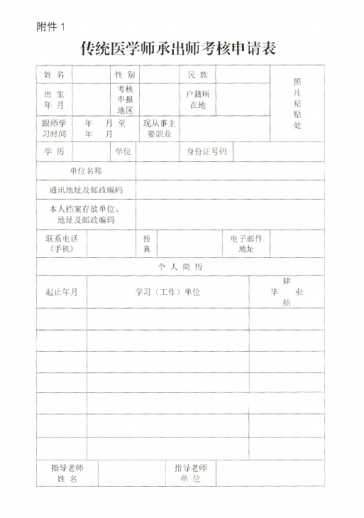 四川省遂宁市2022年传统医学师承出师考核申请表模板