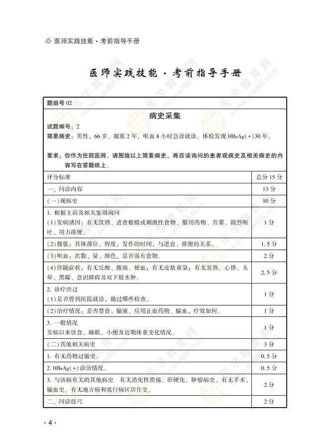 2022年临床执业助理医师实践技能考试第一站病史采集2号模拟题