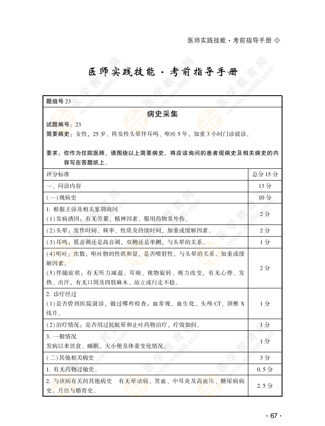 【临床病史采集23号习题】女性，25岁。阵发性头晕伴耳鸣、呕吐5年，加重3小时门诊就诊