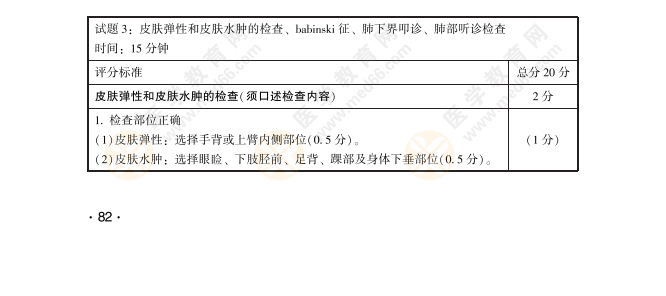 2022年临床助理医师技能【体格检查】模拟试题3（20分）