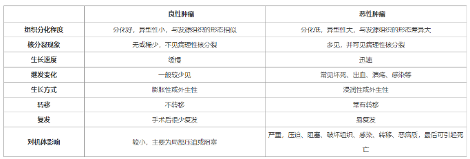 良性肿瘤与恶性肿瘤区别