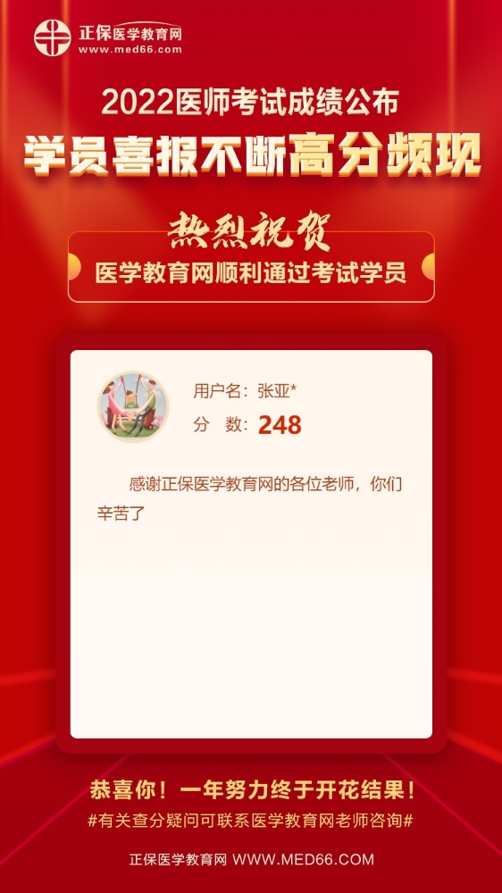 乡村全科助理医师248高分通过！同样的祝福也送给你！