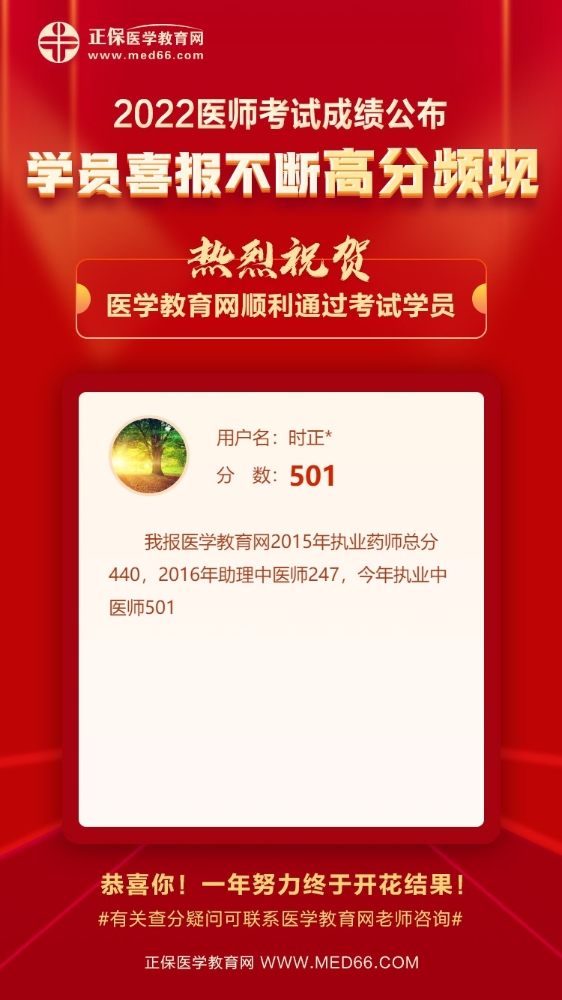 学霸无需多言，助理247，执业501！在医学教育网考过三个证书了！