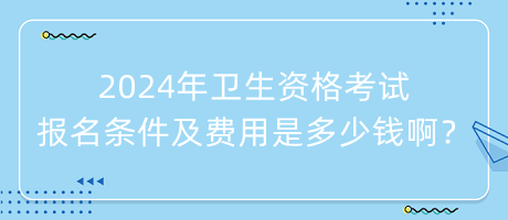 2024年卫生资格考试报名条件及费用是多少钱啊？