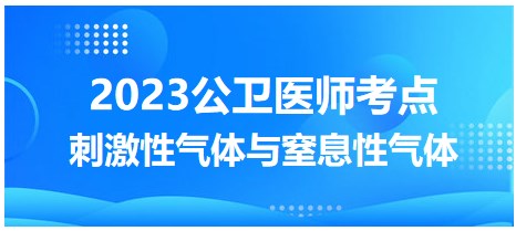 刺激性气体与窒息性气体-2023公卫助理医师易混合考察知识点总结