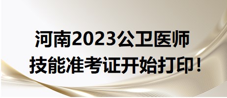 河南2023公卫医师技能准考证开始打印！