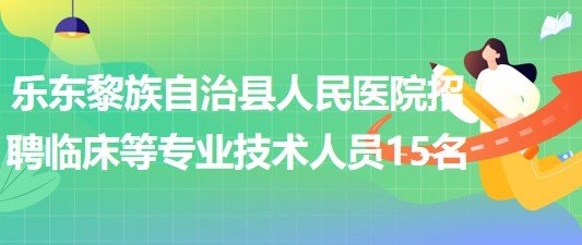 海南省乐东黎族自治县人民医院招聘编外临床等专业技术人员15名