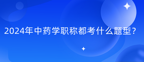 2024年中药学职称都考什么题型？