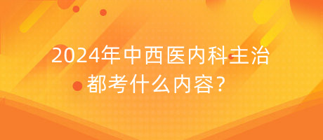 2024年中西医内科主治都考什么内容？