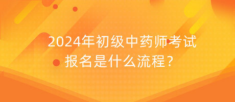 2024年初级中药师考试报名是什么流程？