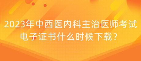 2023年中西医内科主治医师考试电子证书什么时候下载？