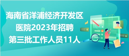 海南省洋浦经济开发区医院2023年招聘第三批工作人员11人