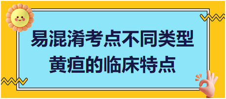 乡村助理医师2023易混淆考点不同类型黄疸的临床特点