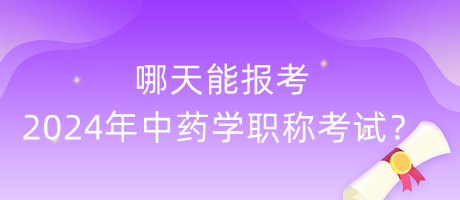 哪天能报考2024年中药学职称考试？