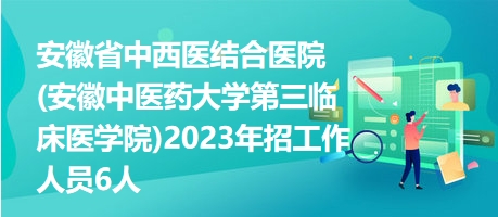 安徽省中西医结合医院(安徽中医药大学第三临床医学院)2023年招工作人员6人