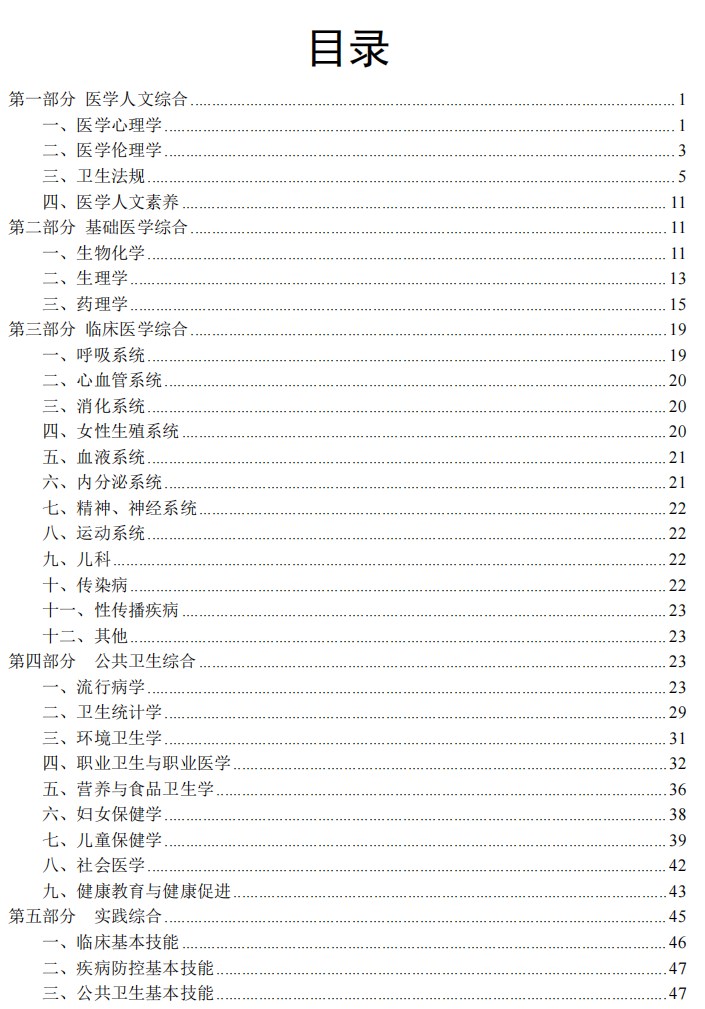 公卫助理医师考试大纲 公卫助理医师考试大纲