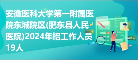 安徽医科大学第一附属医院东城院区(肥东县人民医院)2024年招工作人员19人