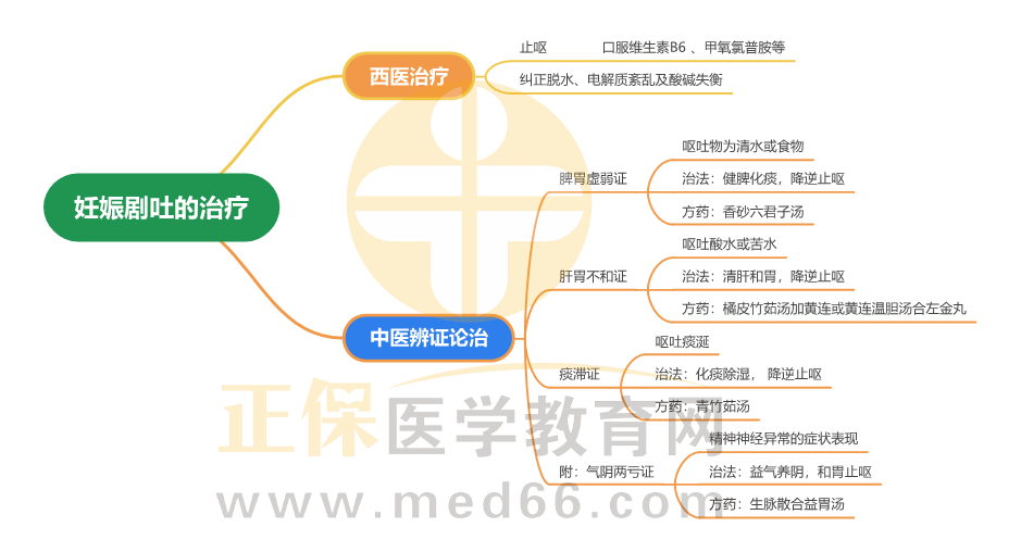 “中西医妇科学-妊娠剧吐的治疗”2024年中西医执业医师考点思维导图