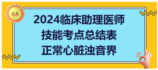 正常心脏浊音界-2024临床助理医师实践技能考点速记表