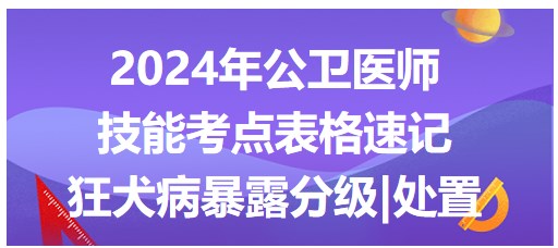 2024公卫医师实践技能考点表格速记--狂犬病暴露的分级及处置