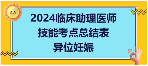 异位妊娠-2024临床助理医师实践技能命题考点速记表